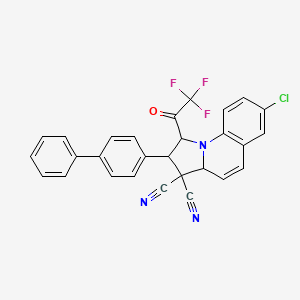 molecular formula C28H17ClF3N3O B4289430 2-biphenyl-4-yl-7-chloro-1-(trifluoroacetyl)-1,2-dihydropyrrolo[1,2-a]quinoline-3,3(3aH)-dicarbonitrile 