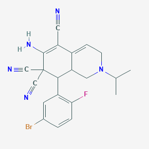 molecular formula C21H19BrFN5 B4289437 6-amino-8-(5-bromo-2-fluorophenyl)-2-isopropyl-2,3,8,8a-tetrahydroisoquinoline-5,7,7(1H)-tricarbonitrile 