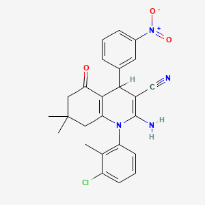 2-amino-1-(3-chloro-2-methylphenyl)-7,7-dimethyl-4-(3-nitrophenyl)-5-oxo-1,4,5,6,7,8-hexahydroquinoline-3-carbonitrile