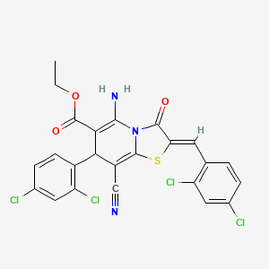 ethyl 5-amino-8-cyano-2-(2,4-dichlorobenzylidene)-7-(2,4-dichlorophenyl)-3-oxo-2,3-dihydro-7H-[1,3]thiazolo[3,2-a]pyridine-6-carboxylate