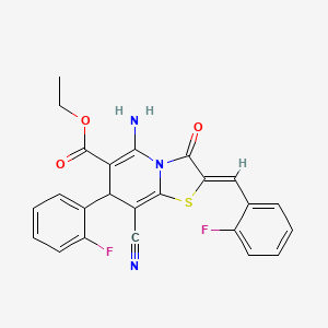 ethyl 5-amino-8-cyano-2-(2-fluorobenzylidene)-7-(2-fluorophenyl)-3-oxo-2,3-dihydro-7H-[1,3]thiazolo[3,2-a]pyridine-6-carboxylate