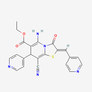 ethyl 5-amino-8-cyano-3-oxo-7-pyridin-4-yl-2-(pyridin-4-ylmethylene)-2,3-dihydro-7H-[1,3]thiazolo[3,2-a]pyridine-6-carboxylate