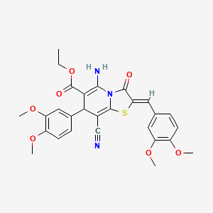 molecular formula C28H27N3O7S B4289626 ethyl 5-amino-8-cyano-2-(3,4-dimethoxybenzylidene)-7-(3,4-dimethoxyphenyl)-3-oxo-2,3-dihydro-7H-[1,3]thiazolo[3,2-a]pyridine-6-carboxylate 