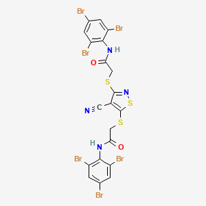 molecular formula C20H10Br6N4O2S3 B4289631 2,2'-[(4-cyanoisothiazole-3,5-diyl)bis(thio)]bis[N-(2,4,6-tribromophenyl)acetamide] 