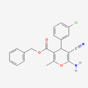 molecular formula C21H17ClN2O3 B4289657 benzyl 6-amino-4-(3-chlorophenyl)-5-cyano-2-methyl-4H-pyran-3-carboxylate 