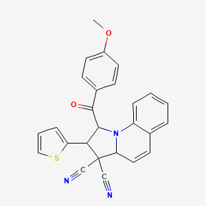 1-(4-methoxybenzoyl)-2-(2-thienyl)-1,2-dihydropyrrolo[1,2-a]quinoline-3,3(3aH)-dicarbonitrile