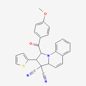 molecular formula C26H19N3O2S B4289666 1-(4-methoxybenzoyl)-2-(2-thienyl)-1,2-dihydropyrrolo[1,2-a]quinoline-3,3(3aH)-dicarbonitrile 