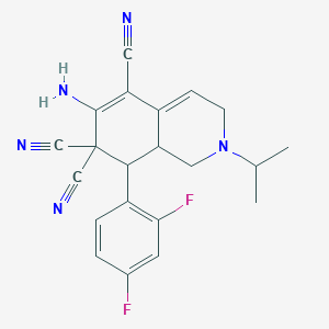 molecular formula C21H19F2N5 B4289690 6-amino-8-(2,4-difluorophenyl)-2-isopropyl-2,3,8,8a-tetrahydroisoquinoline-5,7,7(1H)-tricarbonitrile 