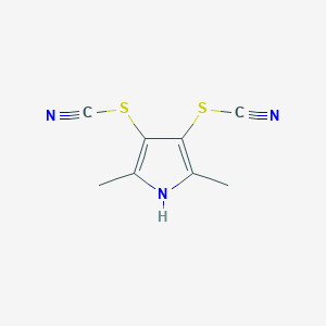 molecular formula C8H7N3S2 B428970 4-(cyanosulfanyl)-2,5-dimethyl-1H-pyrrol-3-yl thiocyanate 