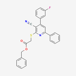 molecular formula C27H19FN2O2S B4289702 benzyl {[3-cyano-4-(3-fluorophenyl)-6-phenylpyridin-2-yl]thio}acetate 
