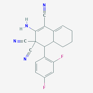molecular formula C19H14F2N4 B4289707 2-amino-4-(2,4-difluorophenyl)-4a,5,6,7-tetrahydronaphthalene-1,3,3(4H)-tricarbonitrile 