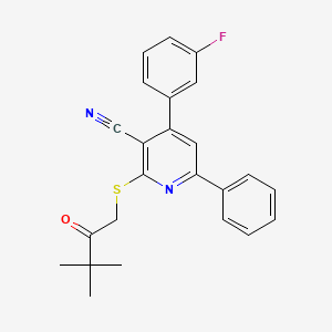 2-[(3,3-dimethyl-2-oxobutyl)thio]-4-(3-fluorophenyl)-6-phenylnicotinonitrile