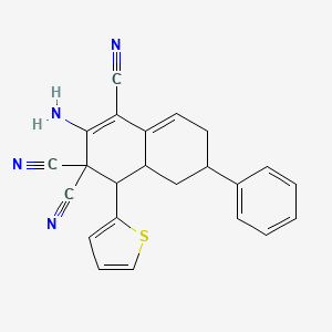 molecular formula C23H18N4S B4289718 2-amino-6-phenyl-4-(2-thienyl)-4a,5,6,7-tetrahydronaphthalene-1,3,3(4H)-tricarbonitrile 
