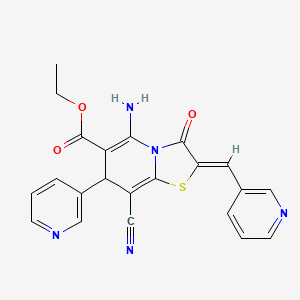 ethyl 5-amino-8-cyano-3-oxo-7-pyridin-3-yl-2-(pyridin-3-ylmethylene)-2,3-dihydro-7H-[1,3]thiazolo[3,2-a]pyridine-6-carboxylate