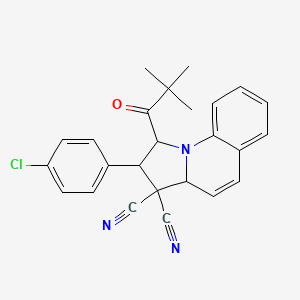 molecular formula C25H22ClN3O B4289741 2-(4-chlorophenyl)-1-(2,2-dimethylpropanoyl)-1,2-dihydropyrrolo[1,2-a]quinoline-3,3(3aH)-dicarbonitrile 