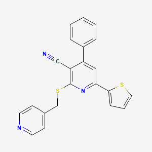 4-phenyl-2-[(pyridin-4-ylmethyl)thio]-6-(2-thienyl)nicotinonitrile
