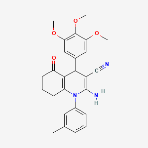 2-amino-1-(3-methylphenyl)-5-oxo-4-(3,4,5-trimethoxyphenyl)-1,4,5,6,7,8-hexahydroquinoline-3-carbonitrile