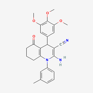 molecular formula C26H27N3O4 B4289773 2-amino-1-(3-methylphenyl)-5-oxo-4-(3,4,5-trimethoxyphenyl)-1,4,5,6,7,8-hexahydroquinoline-3-carbonitrile 