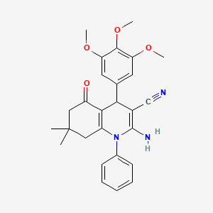 2-amino-7,7-dimethyl-5-oxo-1-phenyl-4-(3,4,5-trimethoxyphenyl)-1,4,5,6,7,8-hexahydroquinoline-3-carbonitrile