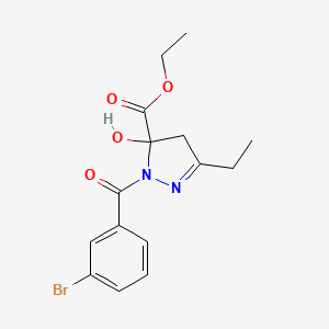 molecular formula C15H17BrN2O4 B4289830 ethyl 1-(3-bromobenzoyl)-3-ethyl-5-hydroxy-4,5-dihydro-1H-pyrazole-5-carboxylate 