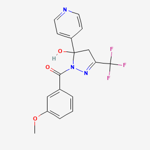 molecular formula C17H14F3N3O3 B4289886 1-(3-methoxybenzoyl)-5-pyridin-4-yl-3-(trifluoromethyl)-4,5-dihydro-1H-pyrazol-5-ol 