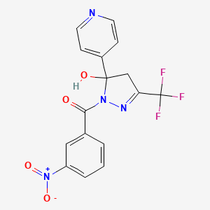 molecular formula C16H11F3N4O4 B4289896 1-(3-nitrobenzoyl)-5-pyridin-4-yl-3-(trifluoromethyl)-4,5-dihydro-1H-pyrazol-5-ol 