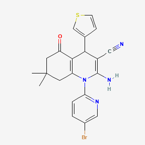 2-amino-1-(5-bromopyridin-2-yl)-7,7-dimethyl-5-oxo-4-(3-thienyl)-1,4,5,6,7,8-hexahydroquinoline-3-carbonitrile