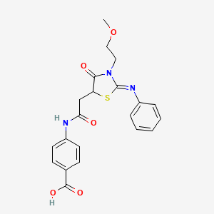 4-({[3-(2-methoxyethyl)-4-oxo-2-(phenylimino)-1,3-thiazolidin-5-yl]acetyl}amino)benzoic acid