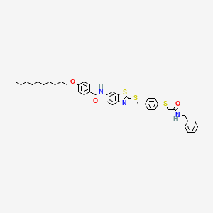 N-{2-[(4-{[2-(benzylamino)-2-oxoethyl]thio}benzyl)thio]-1,3-benzothiazol-6-yl}-4-(decyloxy)benzamide