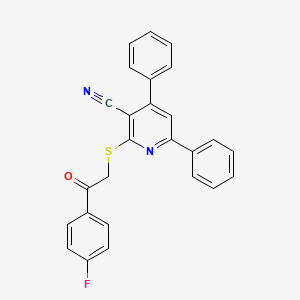 molecular formula C26H17FN2OS B4289964 2-{[2-(4-fluorophenyl)-2-oxoethyl]thio}-4,6-diphenylnicotinonitrile 