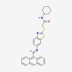 molecular formula C30H27N3OS2 B4289972 2-({6-[(9-anthrylmethylene)amino]-1,3-benzothiazol-2-yl}thio)-N-cyclohexylacetamide 