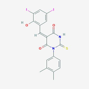 molecular formula C19H14I2N2O3S B4289989 1-(3,4-dimethylphenyl)-5-(2-hydroxy-3,5-diiodobenzylidene)-2-thioxodihydropyrimidine-4,6(1H,5H)-dione 