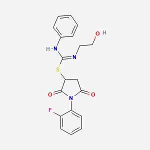 molecular formula C19H18FN3O3S B4289997 1-(2-fluorophenyl)-2,5-dioxopyrrolidin-3-yl N-(2-hydroxyethyl)-N'-phenylimidothiocarbamate 