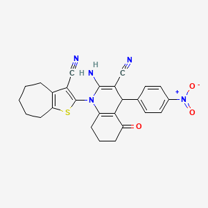 2-amino-1-{3-cyano-4H,5H,6H,7H,8H-cyclohepta[b]thiophen-2-yl}-4-(4-nitrophenyl)-5-oxo-1,4,5,6,7,8-hexahydroquinoline-3-carbonitrile