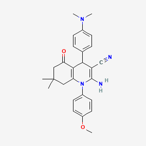 molecular formula C27H30N4O2 B4290046 2-amino-4-[4-(dimethylamino)phenyl]-1-(4-methoxyphenyl)-7,7-dimethyl-5-oxo-1,4,5,6,7,8-hexahydroquinoline-3-carbonitrile 