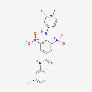 molecular formula C20H14ClFN4O5 B4290065 N-(3-chlorophenyl)-4-[(3-fluoro-4-methylphenyl)amino]-3,5-dinitrobenzamide 
