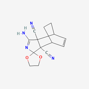 molecular formula C14H14N4O2 B4290100 5-aminospiro[4-azatricyclo[5.2.2.0~2,6~]undeca-4,8-diene-3,2'-[1,3]dioxolane]-2,6-dicarbonitrile 