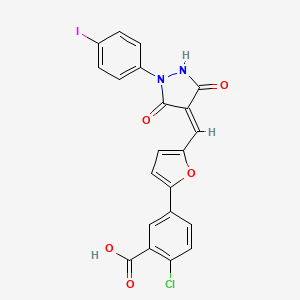molecular formula C21H12ClIN2O5 B4290117 2-chloro-5-(5-{[1-(4-iodophenyl)-3,5-dioxopyrazolidin-4-ylidene]methyl}-2-furyl)benzoic acid 