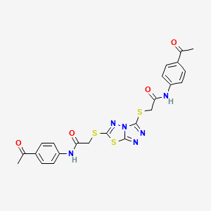 molecular formula C23H20N6O4S3 B4290133 2,2'-[[1,2,4]triazolo[3,4-b][1,3,4]thiadiazole-3,6-diylbis(thio)]bis[N-(4-acetylphenyl)acetamide] 