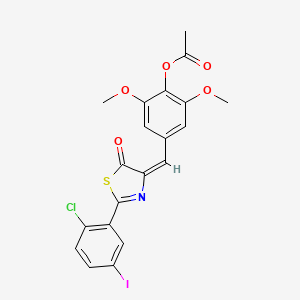 molecular formula C20H15ClINO5S B4290139 4-{[2-(2-chloro-5-iodophenyl)-5-oxo-1,3-thiazol-4(5H)-ylidene]methyl}-2,6-dimethoxyphenyl acetate 