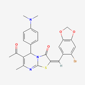 6-acetyl-2-[(6-bromo-1,3-benzodioxol-5-yl)methylene]-5-[4-(dimethylamino)phenyl]-7-methyl-5H-[1,3]thiazolo[3,2-a]pyrimidin-3(2H)-one