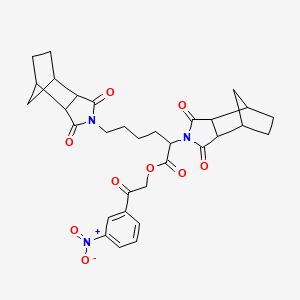 molecular formula C32H35N3O9 B4290178 2-(3-nitrophenyl)-2-oxoethyl 2,6-bis(3,5-dioxo-4-azatricyclo[5.2.1.0~2,6~]dec-4-yl)hexanoate 