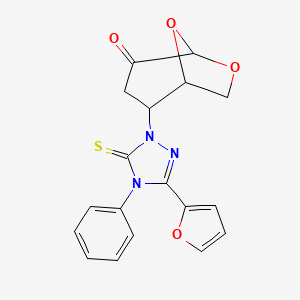 2-[3-(2-furyl)-4-phenyl-5-thioxo-4,5-dihydro-1H-1,2,4-triazol-1-yl]-6,8-dioxabicyclo[3.2.1]octan-4-one