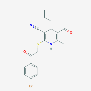 molecular formula C20H21BrN2O2S B4290235 5-acetyl-2-{[2-(4-bromophenyl)-2-oxoethyl]thio}-6-methyl-4-propyl-1,4-dihydropyridine-3-carbonitrile 