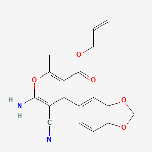 molecular formula C18H16N2O5 B4290241 allyl 6-amino-4-(1,3-benzodioxol-5-yl)-5-cyano-2-methyl-4H-pyran-3-carboxylate 