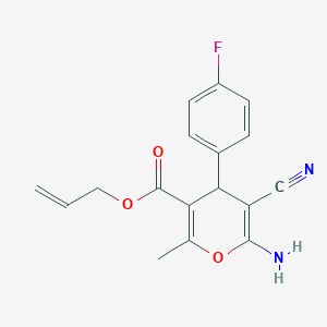 molecular formula C17H15FN2O3 B4290257 allyl 6-amino-5-cyano-4-(4-fluorophenyl)-2-methyl-4H-pyran-3-carboxylate 