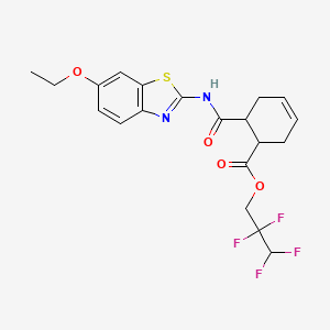 molecular formula C20H20F4N2O4S B4290312 2,2,3,3-tetrafluoropropyl 6-{[(6-ethoxy-1,3-benzothiazol-2-yl)amino]carbonyl}cyclohex-3-ene-1-carboxylate 
