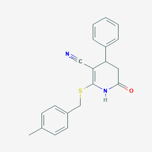 molecular formula C20H18N2OS B4290372 2-[(4-methylbenzyl)thio]-6-oxo-4-phenyl-1,4,5,6-tetrahydropyridine-3-carbonitrile 