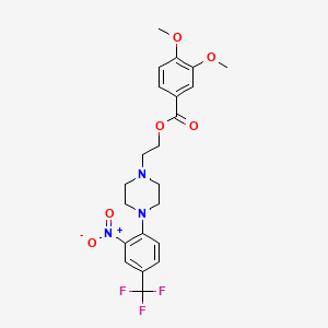 molecular formula C22H24F3N3O6 B4290374 2-{4-[2-nitro-4-(trifluoromethyl)phenyl]piperazin-1-yl}ethyl 3,4-dimethoxybenzoate 