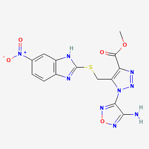 molecular formula C14H11N9O5S B4290378 methyl 1-(4-amino-1,2,5-oxadiazol-3-yl)-5-{[(5-nitro-1H-benzimidazol-2-yl)thio]methyl}-1H-1,2,3-triazole-4-carboxylate 